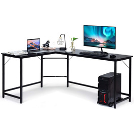 Кутовий комп'ютерний стіл COSTWAY L-подібний, дуб натуральний, 168x125x74 см, з підставкою для системного блоку, для домашнього офісу та геймінгу