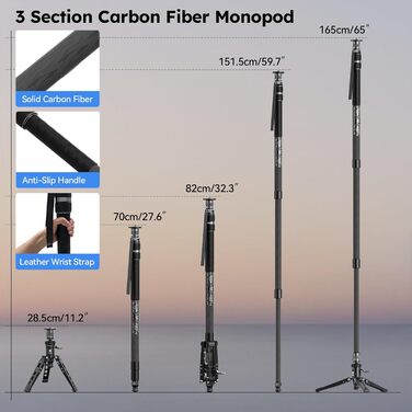 Монопод SIRUI SVM-165P Rapid System, карбоновий, 165 см, з педаллю, швидка фіксація, компактний, до 10 кг