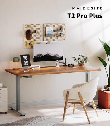 Електричний регульований стіл MAIDeSITe T2 Pro Plus сірий: 2 мотори, 4 пам'яті, нагадування про зміну положення