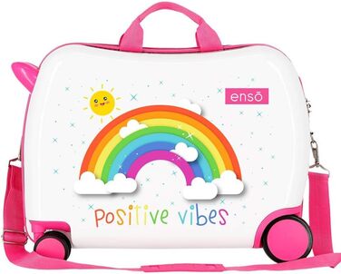 Дитячий валіз Arcoiris Positive Vives, білий, 50x39x20 см, ABS, 38л, 4 колеса, кодовий замок, ручна поклажа