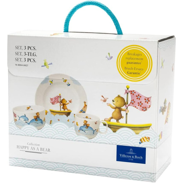 Набір дитячого посуду Villeroy & Boch Happy As A Bear (3 предмети) – білий/кольоровий, преміум-посуд