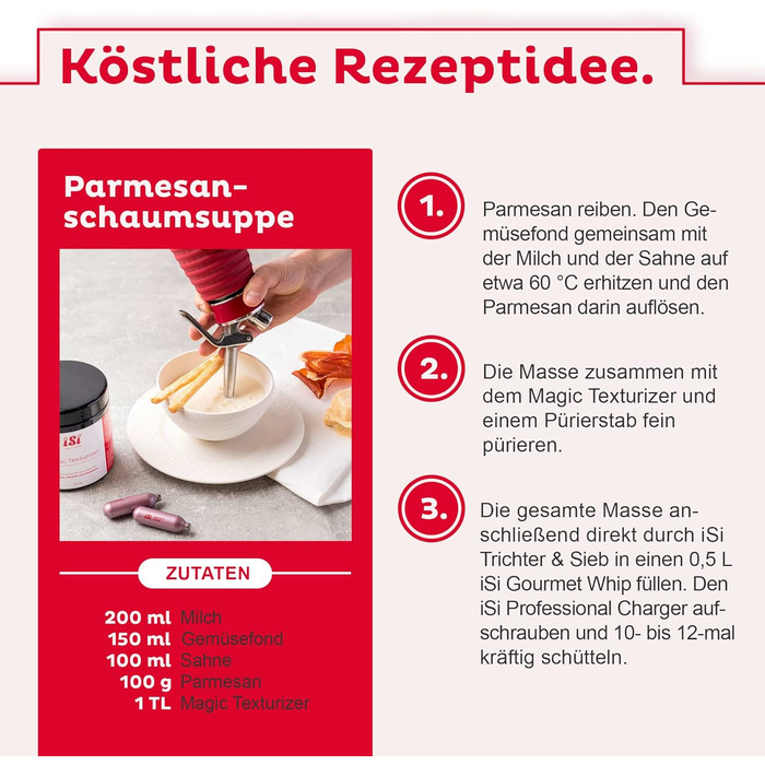 ISI Gourmet Whip набір для збивання вершків 0,5 л з 6 упаковками по 10 капсул і кришкою – сифоновий спрейер для вершків, супів, мусів та десертів, 100% нержавіюча сталь, вироблено в Австрії