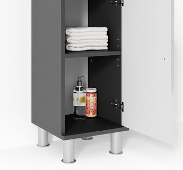 Пенал для ванної Vicco Fynn, антрацит/білий глянець, 30x95 см