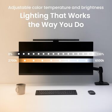 BenQ ScreenBar Pro – LED лампа для монітора: без відблисків, авто вкл/викл, універсальна кріплення, широке освітлення, регулювання кольору та яскравості, автоматичне регулювання, чорний колір