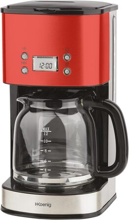 Кавоварка крапельна H.Koenig MG30, 1,5 л, 12-20 чашок, LCD, програмована, червона
