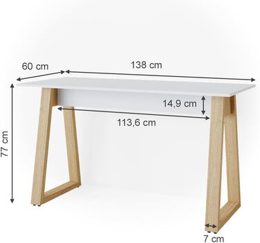 Письмовий стіл Vicco Nautica, білий/дуб, 138x60 см