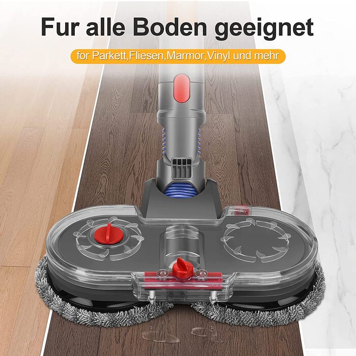 Електрична насадка для миття підлоги RUKHOOL для пилососів Dyson V7/V8/V10/V11/V15 з 8 серветками та резервуаром для води