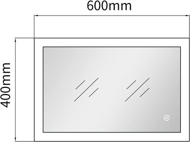 LED дзеркало для ванної кімнати з підсвічуванням 40x60 см, сенсорне керування, 3 кольори світла, IP67, енергозберігаюче A++