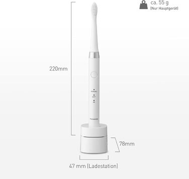 Електрична зубна щітка Panasonic EW-DM81-K503: звукова вібрація, 2 режими чищення, біла, з додатковою насадкою