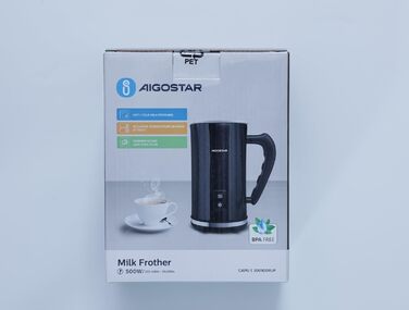 Електричний спінювач молока Aigostar 500Вт, 240 мл, 3 режими, для гарячого та холодного молока, безшумний, для капучино, латте, мокачино, макіато, гарячого шоколаду