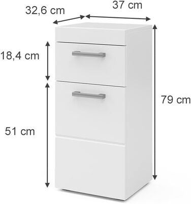 Пенал Vicco Luna білий, 37x79 см, шафа для ванної кімнати