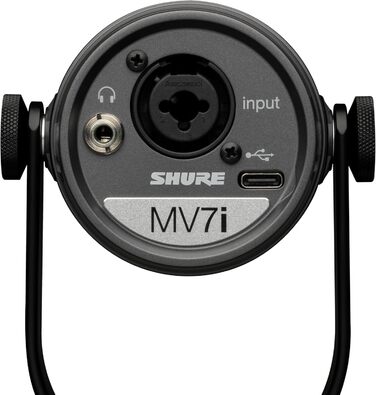 Мікрофон Shure MV7i Smart Podcast з вбудованим аудіоінтерфейсом, комплект для подкастингу, 2-канальний, Dual-XLR для мікрофонів або інструментів, USB-C підключення до ПК/телефону