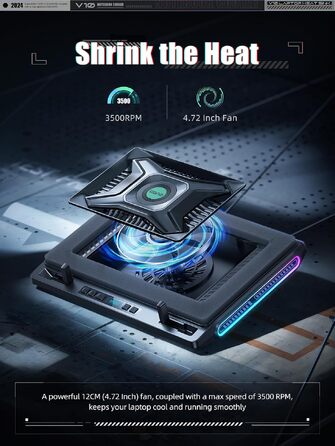Ігровий охолоджувач для ноутбука llano V10 RGB Cooling Pad, підставка з вентиляторами, чорний