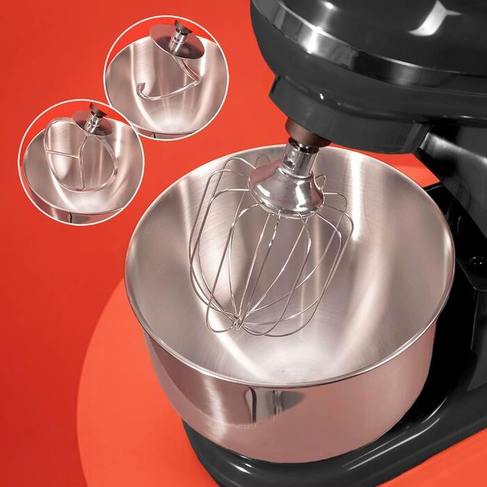 Міксер Cecotec Cecomixer Merengue 5L з потужністю 1200 Вт, 6 швидкостей, чорний, з нержавіючою чашею 5л та набором для збивання та замішування