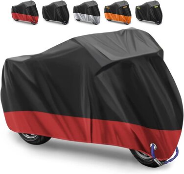Водонепроникний чохол для мотоцикла 210D Oxford, захисна накидка для Harley-Davidson, Suzuki, Yamaha, 3XL (265×105×125 см), червоний, для вулиці, захист від подряпин
