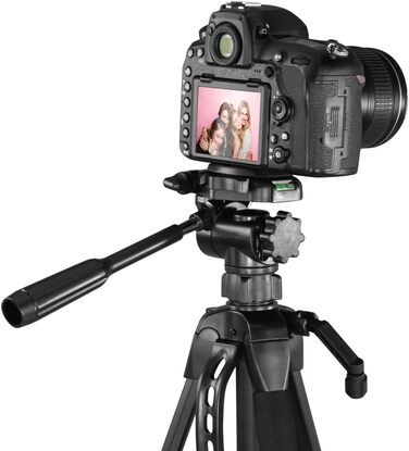 Штатив Hama 3D для камери та смартфона, легкий фотоштатив 153 см, трипод із трьохпозиційною головкою, для відеокамери та дзеркальної камери, чорний