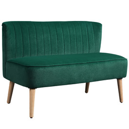 Диван Ретро Стиль, 2-місний, на дерев'яних ніжках, 117 см x 56,5 см x 77 см, Темно-зелений