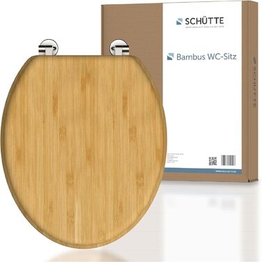 Сидіння для унітазу SCHÜTTE BAMBOO з масиву бамбука, екологічний дерев'яний кришка-сидіння для стандартних унітазів, витримує до 150 кг, без мікроліфта