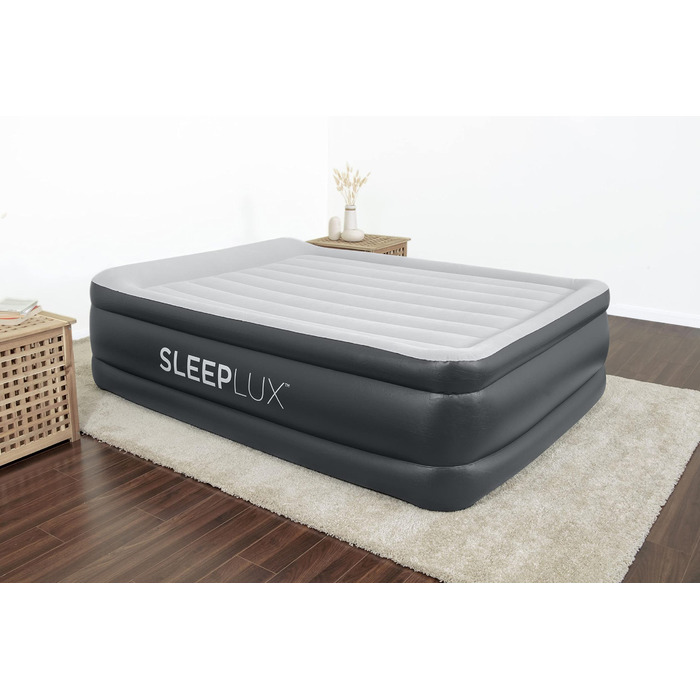 Надувний матрац SleepLux Dream Luxus подвійний з вбудованим насосом, 45.7 см, високий, для гостей, кемпінгу, дому