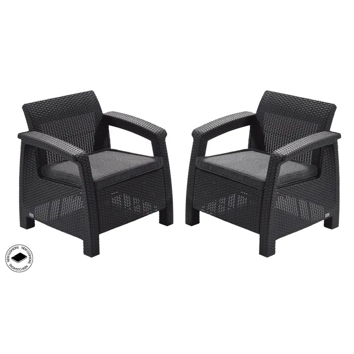 Комплект садових меблів Curver Keter Corfu II DUO, сірий, 2 предмети