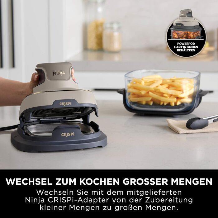 Ninja CRISPi Airfryer – фритюрниця-конвекційна піч, 3.8 л, 4-в-1, 1700 Вт, Stone Gold FN101EUSTGD