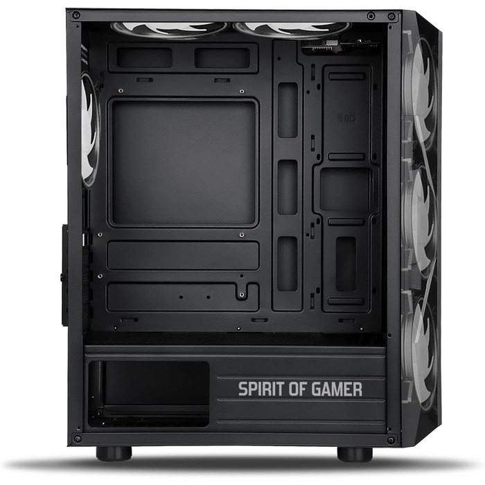 Корпус для ПК Spirit Of Gamer Rogue 7, RGB підсвітка, 6 ARGB вентиляторів 120 мм, сумісний з mATX, середній геймерський корпус із загартованим склом, оптимізований для охолодження