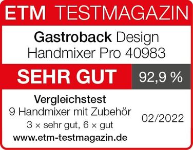 Ручний міксер GASTROBACK 40983 Design Pro, 500 Вт, 5 швидкостей, турборежим, алюмінієвий корпус, сріблясто-чорний