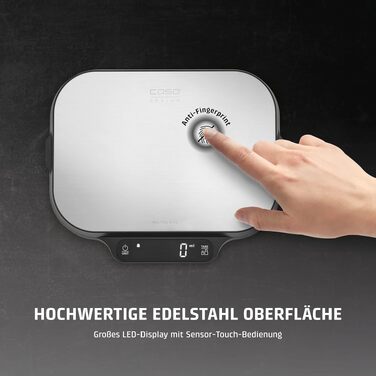 Кухонні ваги 2 в 1 CASO KitchenDuo: електронні ваги до 15 кг (крок 1 г) та високоточні ваги до 1 кг (крок 0,1 г), функція Hold, сталева поверхня