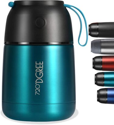 Термос для їжі 720°DGREE wunderJar 450 мл, нержавіюча сталь, герметичний, BPA Free, зелений, для супу, мюслі, дитячого харчування, зберігання теплих і холодних страв, ланчбокс для подорожей