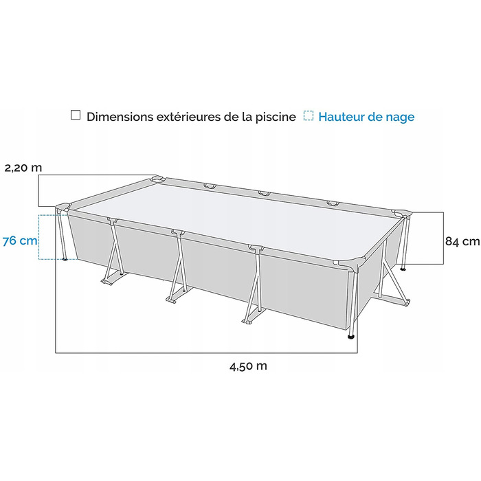 Каркасний прямокутний садовий басейн Intex 450x220x84 см, арт. 28273