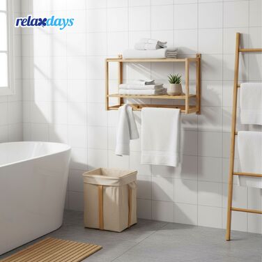 Поличка для ванної кімнати Relaxdays з гачками та тримачем для рушників