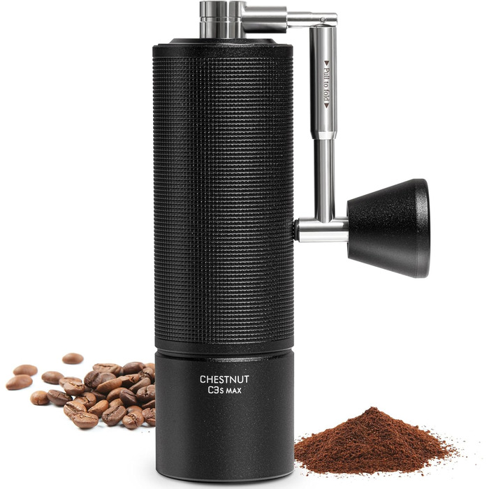 Ручна кавомолка TIMEMORE Chestnut C3S MAX, чорна: для еспресо та френч-прес, з металевим корпусом