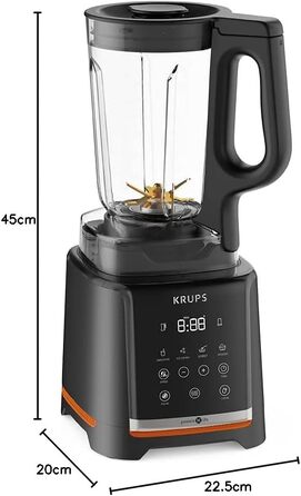 Блендер Krups InfinyMix KB9158 Highspeed 1600 Вт, чорний металік: професійний блендер для смузі, коктейлів, крихти льоду з тритановим глечиком та рецептами