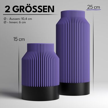 Ваза Kontura Moderne Pampasgras 25 см для сухоцвітів та зрізаних квітів, 3D-друк, Німеччина