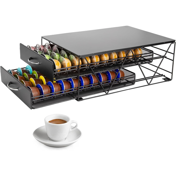 Тримач для капсул Nespresso Vertuo: органайзер для 80 капсул, металева висувна шухляда для кухні та офісу
