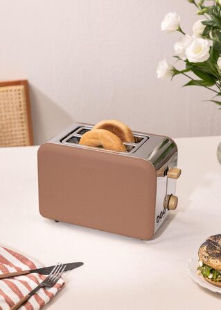 Тостер CREATE TOAST Retro 750W: 6 режимів, піддон для крихт, розморожування, підігрів, широкі слоти