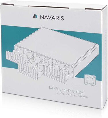 Navaris тримач для кавових капсул Nespresso, органайзер на 48 капсул, 3 шухляди, сучасний контейнер для зберігання кавових капсул