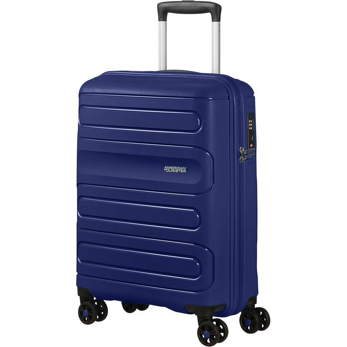 Валіза American Tourister Sunside 55 см, 35 л, темно-синя, ручна поклажа, на 4 колесах