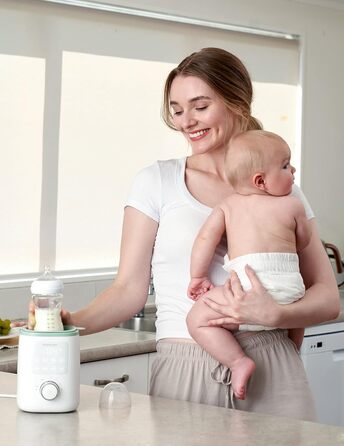 Momcozy Нагрівач для пляшечок Momcozy Nutri-Flaschenwärmer - 9-в-1 з точним контролем температури, нічним світлом, швидким нагрівом та автоматичним вимкненням. Сумісний з усіма пляшками.