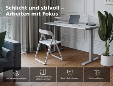 Електричний підйомний стіл KRIEG HighDesk Basic 160 x 70 см, білий — Регульований стіл для роботи сидячи та стоячи