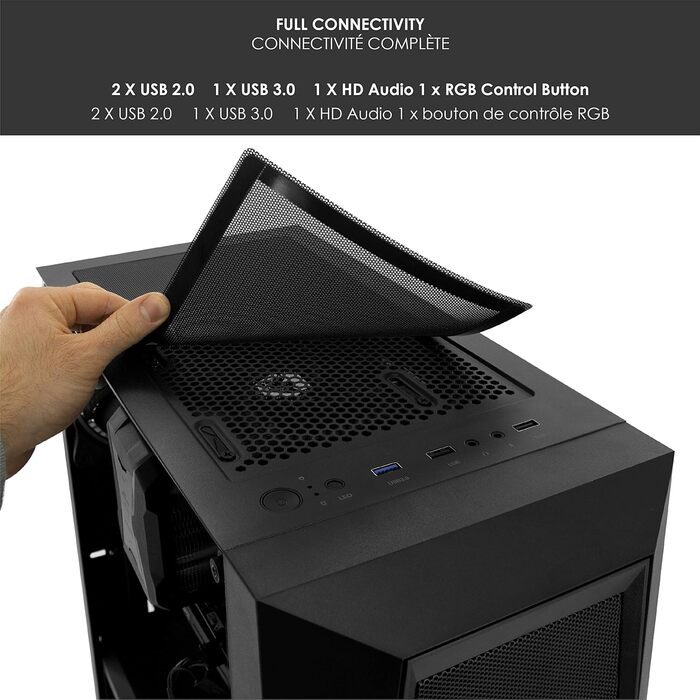 Корпус для ПК Empire Gaming Onyx ARGB, середній ATX, mATX, ITX, 4 адресовані RGB-вентилятори (1×200 мм, 3×120 мм), бокова панель із загартованого скла