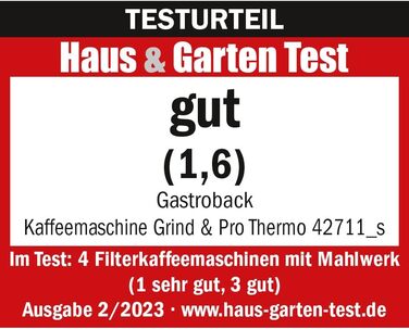 Кавоварка GASTROBACK Grind & Brew Pro Thermo, срібляста, чорна, з млином, термос, автоматична