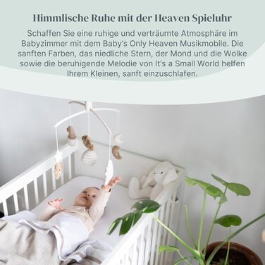 Музична мобіль Baby's Only Baby Heaven: Мобіль для немовлят з в'язаними фігурками, музичною шкатулкою, легко кріпиться, для хлопчиків та дівчаток, колір Clay/Warm Linen