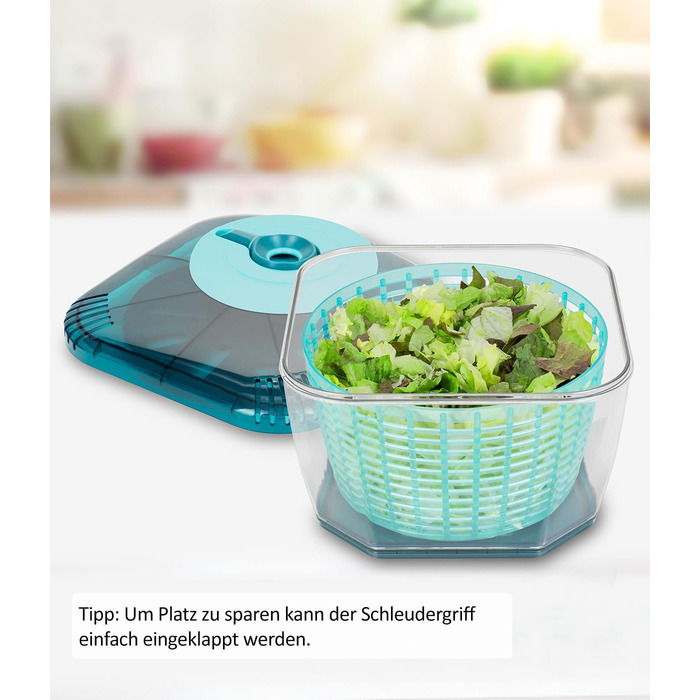 Професійна овочерізка та сушарка для салату Genius Nicer Dicer Chef, 4-в-1, з кришкою, контейнером і ситом, 5.2 л, прозора