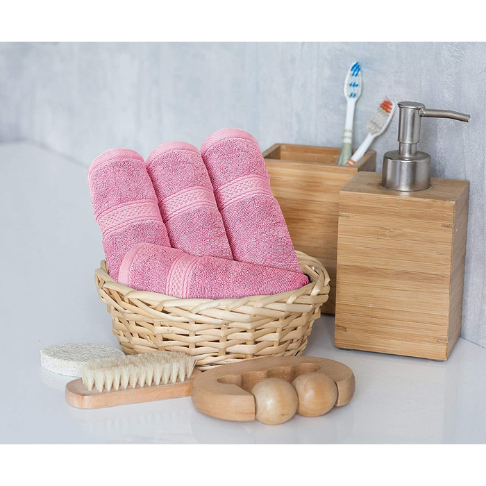 Набір рушників Utopia Towels 8 шт, бавовна, рожеві – 2 банних, 2 для рук, 4 серветки з петелькою