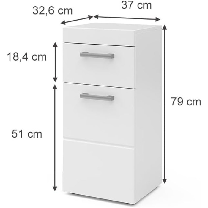 Пенал Vicco Luna білий, 37x79 см, шафа для ванної кімнати
