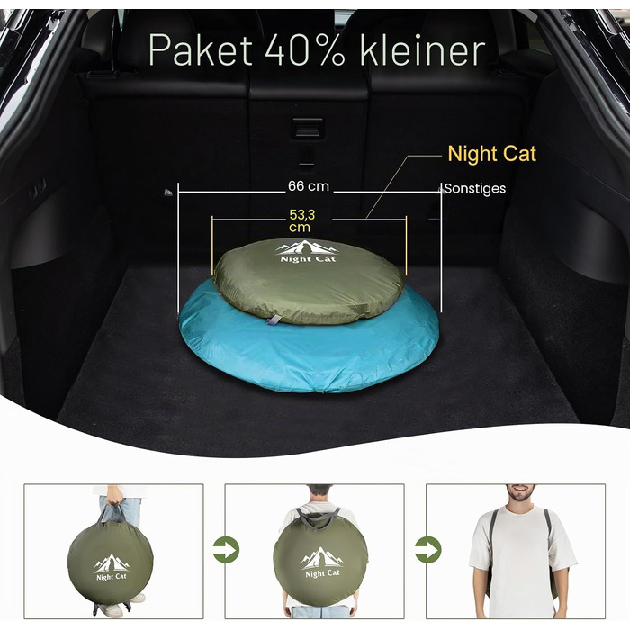 Одноособовий намет-автомат Night Cat: водонепроникний Pop-Up намет для кемпінгу, пікніків та походів (темно-зелений)