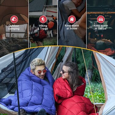 KingCamp ультралегка туристична ковдра 152×203 см, водонепроникна, вітрозахисна, компактна для кемпінгу, пікніка, подорожей, бордова