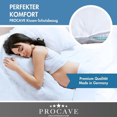 Подушка для сну на боці PROCAVE Top Cool — довга анатомічна подушка-боді, дихаюча та комфортна проти болю в спині, з чохлом 40x145 см, Made in Germany