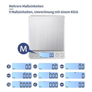 Цифрова кухонна вага KUBEI з USB-зарядкою, 3 кг/0,1 г, високоточна вага з нержавіючої сталі для випічки, інгредієнтів, ювелірних виробів, марок та кави